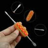 cigarette stainless steel dab tools Smoker Accessories hot dog unique shape smoking dabbers