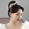 Saç klipsleri Barrettes 2021 Retro Kristal İnci Gelin Tiaras Taç Geometrik Rhinestone Diadem Bride Head Band Düğün Partisi Accesso