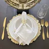 12 pcs/lot ronds de serviette en métal décoration de mariage confettis rond évider individuel décoratif or porte-serviette de Table accessoires de dîner support servant CL0011