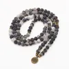Beaded Strands 108 Mala Beads Wrap Bracelets For Yoga Lotus Charm Agate Natural Stone Bracelet Necklace Jewelry Women Men Wristband Fawn22