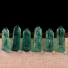 Natural Rough Stone Arts Ornaments Green Fluorite Mineral Healing wands Reiki Hexagonal Ability Quartz Column Color Fluorited pillar Crystal point