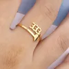 Adjustable Minimalist Finger Ring Jewelry 111 777 888 999 666 Stainless Steel Gold Plating Lucky Angel Number Rings