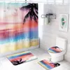 Printing Bath Mat and Shower Curtain Microfiber Bathroom Mat Set Waterproof Bathroom Curtain Non-slip Foot 2680