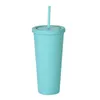 22OZ TUMBLERS Matte Colored Acrylic Drinkware with Lids and Straws Double Wall Plastic Resuable Cup Tumblers Sea Ship FY4489