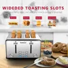 2021 Бухарка для выпечки Pans Toaster 4 Slice Geeke повар из нержавеющей стали из нержавеющей стали с двойным управлением панелями бублики / размораживания / отмена (Щепка-черный)