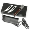 Cuchillo plegable multifuncional para tallar aletas, hoja satinada 440C, mango de ébano, rodamiento de bolas, cuchillos plegables que incluyen 2 hojas