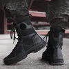 Hohe Qualität Outdoor Leder Kampf Stiefel Männer Hohe top Schwarz Plattform Unise Armee Schuhe Zipper Echtes Leder Winter Stiefel Männer