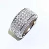 925 Sterling Silver Plated 18k White Gold Men's Ring 3 Karat Simulation Diamond Luxury Atmosphere Personality
