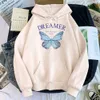 Sevimli Mavi Kelebek Dreamer Hoodie Casual Harajuku Kapşonlu Tişörtü Sokak Moda Erkekler Giyim Polar Erkek Y0804 Için Sıcak Eşofman