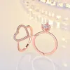 UPDATE 2in1 Removable Cubic Zirconia Ring Band Combination Splicing Open Adjustable Stacking Heart Rings Women Girls Fashion Jewelry rose gold Will and Sandy