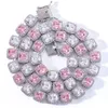 Bracciale a catena da tennis in cluster bianco rosa 14k vero solido ghiacciato uomo donna 10mm pietre zircone cubico diamante bling chocker hip hop 7-24 pollici