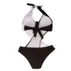 Sexy badmode vrouwen dot patchwork Praia badpak push-up trikini monokini badpakken strand plus size 210625