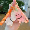 Söt Transparent Fransk Keychain Acrylic Animal Dog Keyring Holder Bag Charm Trinket Bag Bil Pendant Key Chains Presenter