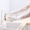 Due paia di resistenti guanti per lavastoviglie in plastica ispessita in peluche, lavabiancheria da cucina in gomma impermeabile da donna2664