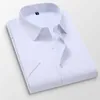 Mäns Klänning Shirts Casual Short Sleeve Mode Vit Svart Blå Röd Rosa Slim Trend Business Formell Kläder Man Kläder 210708