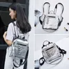 NIGEDU Glitter Backpack Women Shoulder bag Multifunction Backpacks For Teenage Girls Schoolbag Female Rucksack Travel Bag Silver 210922