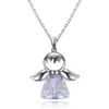 ZEMIOR Cute Angel Pendant Necklaces For Women 925 Sterling Silver Bright Clear Cubic Zircon Necklace Valentine Day Fine Jewelry Q0531