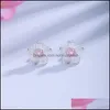 Charm Earrings Jewelry Sier 925 Sterling Cherry Blossom Inlaid Zircon Ear Studs Simple And For Women Drop Delivery 2021 Lijl5