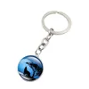 Brand New Howling Wolf Key Chain Moon Time Gem Keychain Pendant DMKr148 Mix Order Key Rings