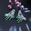 Dangle Chandelier CWWZircons Unique Lucky Animal Jewelry Elegant Colorful Green Cubic Zirconia Drop Bird Earrings For Women Gift