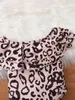 Body en tricot côtelé pour bébé, imprimé léopard, bordure à volants, SHE