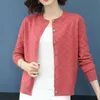 Vårkvinnor stickad cardigan tröja casual singel breasted coat kvinnlig tunn stickad jacka elegant rosa gul 211117