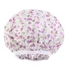New Waterproof Shower Cap Printed Polka Dots With Lace Bath Hat For Women Reusable Hair Cover Salon Spa Bathroom Products
