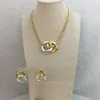 Orecchini Collana Yuming Lai FHK11118 Design elegante Dubai Set di gioielli da donna africani placcati in oro 24 carati lunghi