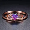 Wedding Rings Female Cute Heart Stone Crown Ring White Blue Purple Opal Engagement Rose Gold Color For Women Bridal Jewelry