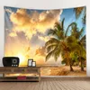 Venta caliente árbol de coco playa paisaje tapiz escena decoración fondo pared decoración colgante tela súper gran tamaño opcional 210310