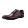 Zapatos de cuero genuino con cordones, vestido Formal Vintage italiano, punta en punta, zapatos Oxford para oficina y boda, zapatos sociales para hombres D31