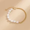 Boho asymmetrisk imitation pearl kedja anklet s för kvinnor flicka klackar strand fot armband ankel barfota sandals smycken