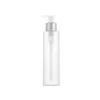 Bouteille en plastique PET transparent givré, forme de colonne circulaire, argent brillant, argent mat, or, noir, collier, pompe à lotion, vide, cosmétique, emballage rechargeable, conteneur 150 ml