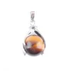 WOJIAER Natural Crystal Palm Pendant Mineral Stone Tigers Eye Lapis Round Ball Bead For DIY Men Female Necklace Jewelry BN312