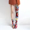 REAVE CAT Women autumn Spring Thigh High Boots Ankle Clear transparent Heels Stretch Colorful Over The Knee Botas Bottine Femme 210911