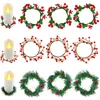 Candle Holders 30 Pcs Artificial Berry Twig Stem Wired Stems With 9 Pieces Christmas Wreaths Rings Red