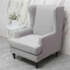 1Set Solid Color Wingback Chair Cover Nordic Spandex High Back Sloping Wing Slipcovers Funda Sillon Orejero Relax 211116