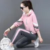 Damen zweisteuelhafte Hosen Streetwear Joggers Tracksuit 2 Set Women Outfit lässig losen Reißverschluss -Up -Hoodie und Sweatpant -Anzug Korean Fashion Sweatsu