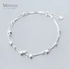 Modian – bracelet de cheville Double couche en perles et étoiles pour femmes, en argent Sterling 925 véritable, à la mode, chaîne de pied, lien, bijoux fins, cadeaux