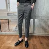 한국 비즈니스 드레스 바지 공식 사무실 소셜 정장 바지 발목 길이 슬림 맞는 Streetwear 캐주얼 바지 의상 Homme 210527