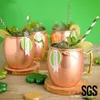 Moscow Mule Mug Copper Mug 18oz Stainless Steel Beer Cup Rose Gold Hammered Copper Plated Cup Cocktail Drinkware Coffee Cups XVT1669