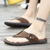 Summer Beach Men tongs PU Pu Leather Slippers masculin Sandales Sandales en caoutchouc extérieur Chaussures de plage Men Brand de cuir 2106151417440