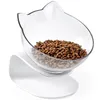 Non-Slip Single Cat Bowl med upphöjd Stativ Transparent Dog Bowls Pet Feeder Cartoon Feeding Protect Pet's Neck Feeders