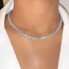 Anlände Iced Out Bling 5A Cubic Zirconia CZ Heart Tennis Choker Halsband för härlig Tjej Kvinnor Mode Bröllop Smycken Gåvor