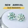 LIGHT BLUE color high quality Moisanite loose stone round shape Hearts and Arrows GRA Certificate for jewelry making