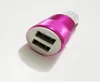 Adaptador de cargador de coche USB dual universal 1.0A 2.1A Carcasa de aleación de metal de carga inteligente con luz LED para iPhone Cargadores de coche para teléfonos móviles