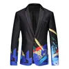 Męskie Garnitury Blazers 2021 Mężczyźni Slim Business Social Casual Siatek Kurtka Unikalne Drukowanie ślubu Groom Dress Coat Streetwear Odzież