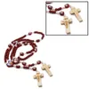 Naszyjniki wisiorek Handmade Redwood Koraliki Różaniec Naszyjnik Krzyż Biżuteria Katolicka Ręka Hold Dla Kobiet Człowiek