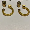 Brand Fashion Jewelry Gold Color Skull Head Earrings Crystal Tassel Earrings Vintage Hoop Design Fashion Party Earrings8241331