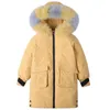 Flickor Vinter Kläder Lång Tjocka Varma Barn Dam Jacka Real Raccoon Fur Collar Girls Kläder Snowsuit För Barn Coat TZ836 H0909